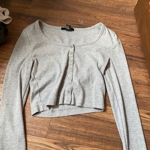 Forever 21 Cropped Button Up Long Sleeve